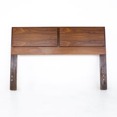 Lane Brutalist Style Mid Century Walnut Queen Headboard