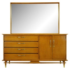 Lane Chestnut Mid-Century Modern Dresser w Mirror (commode et miroir en châtaignier)