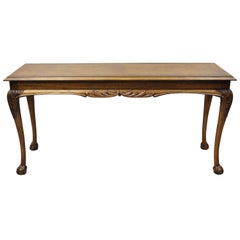 Lane Chinese Chippendale Banded Mahogany Ball and Claw Console Sofa Hall Table