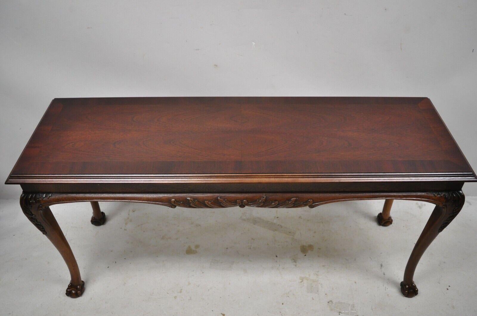 Lane Chinese Chippendale Georgian Mahogany Ball and Claw Console Sofa Hall Table For Sale 5