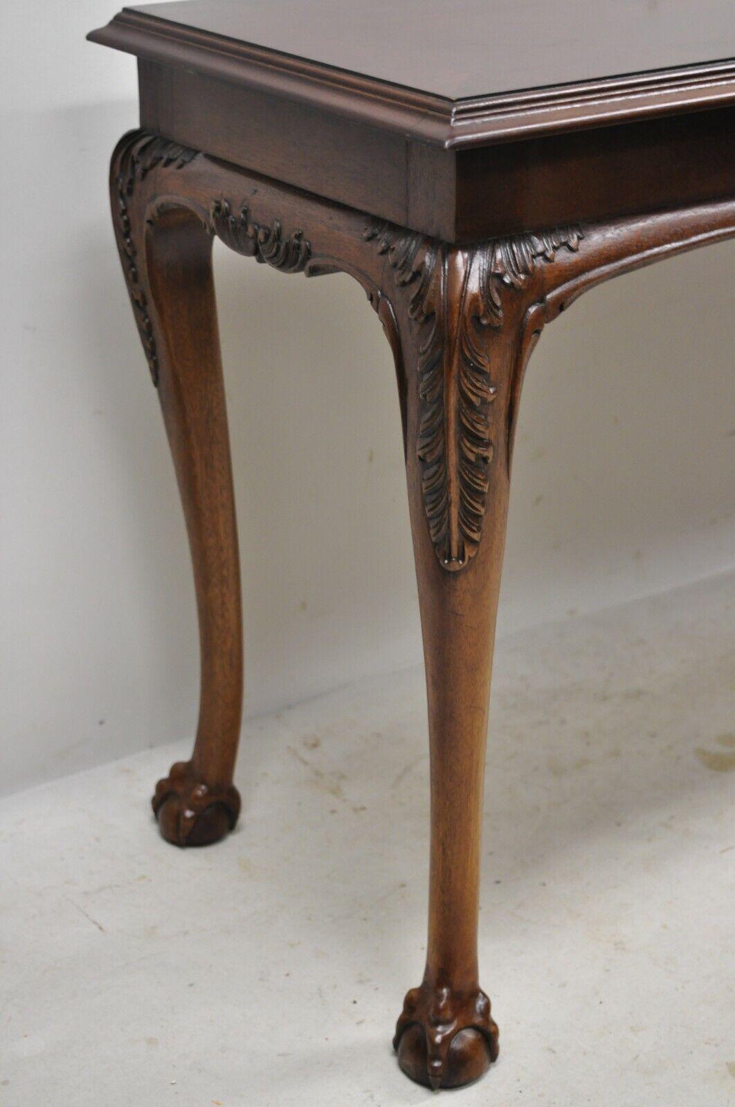 Lane Chinese Chippendale Georgian Mahogany Ball and Claw Console Sofa Hall Table For Sale 2