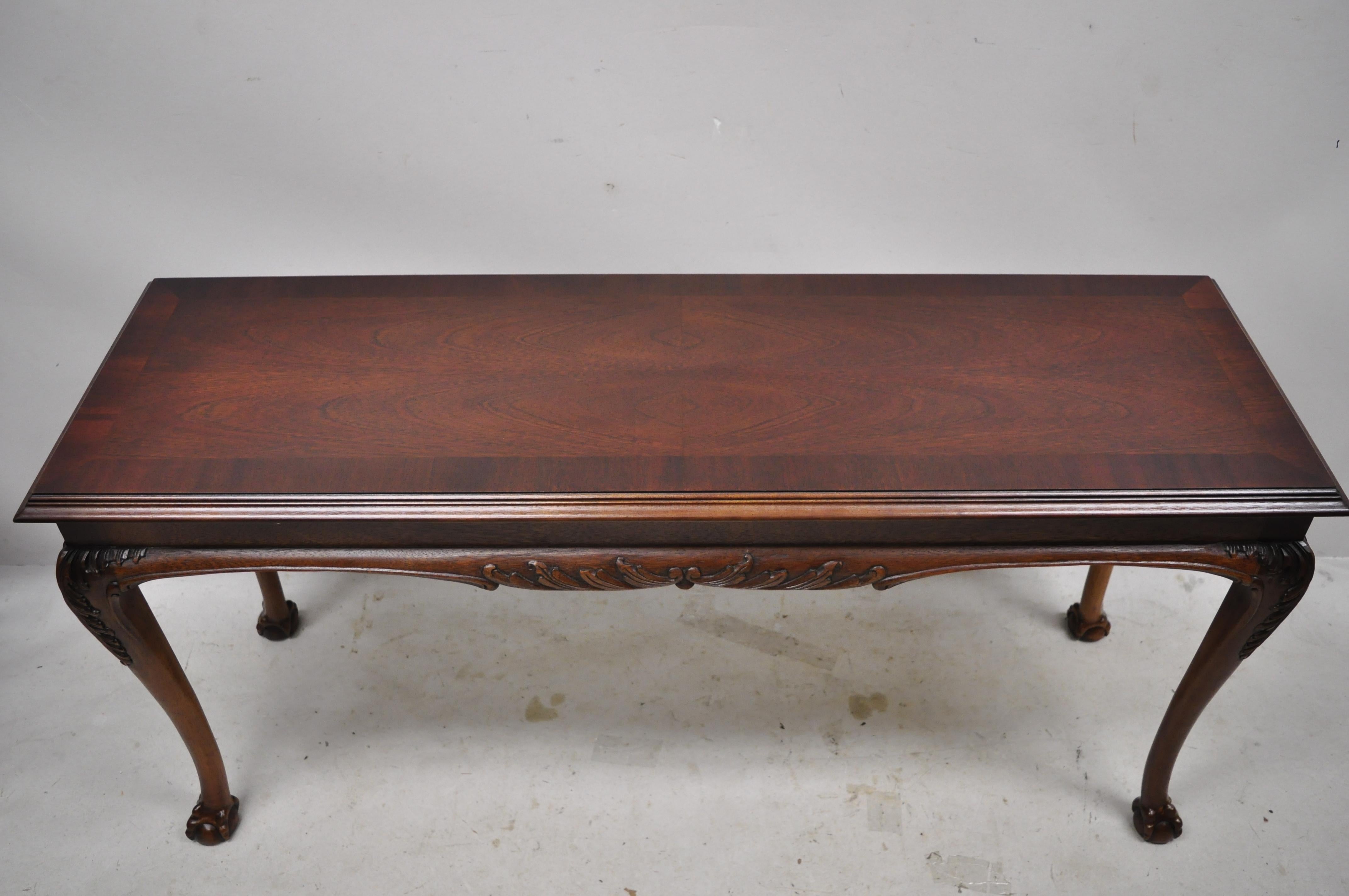 Lane Chinese Chippendale Georgian Mahogany Ball and Claw Console Sofa Hall Table 2
