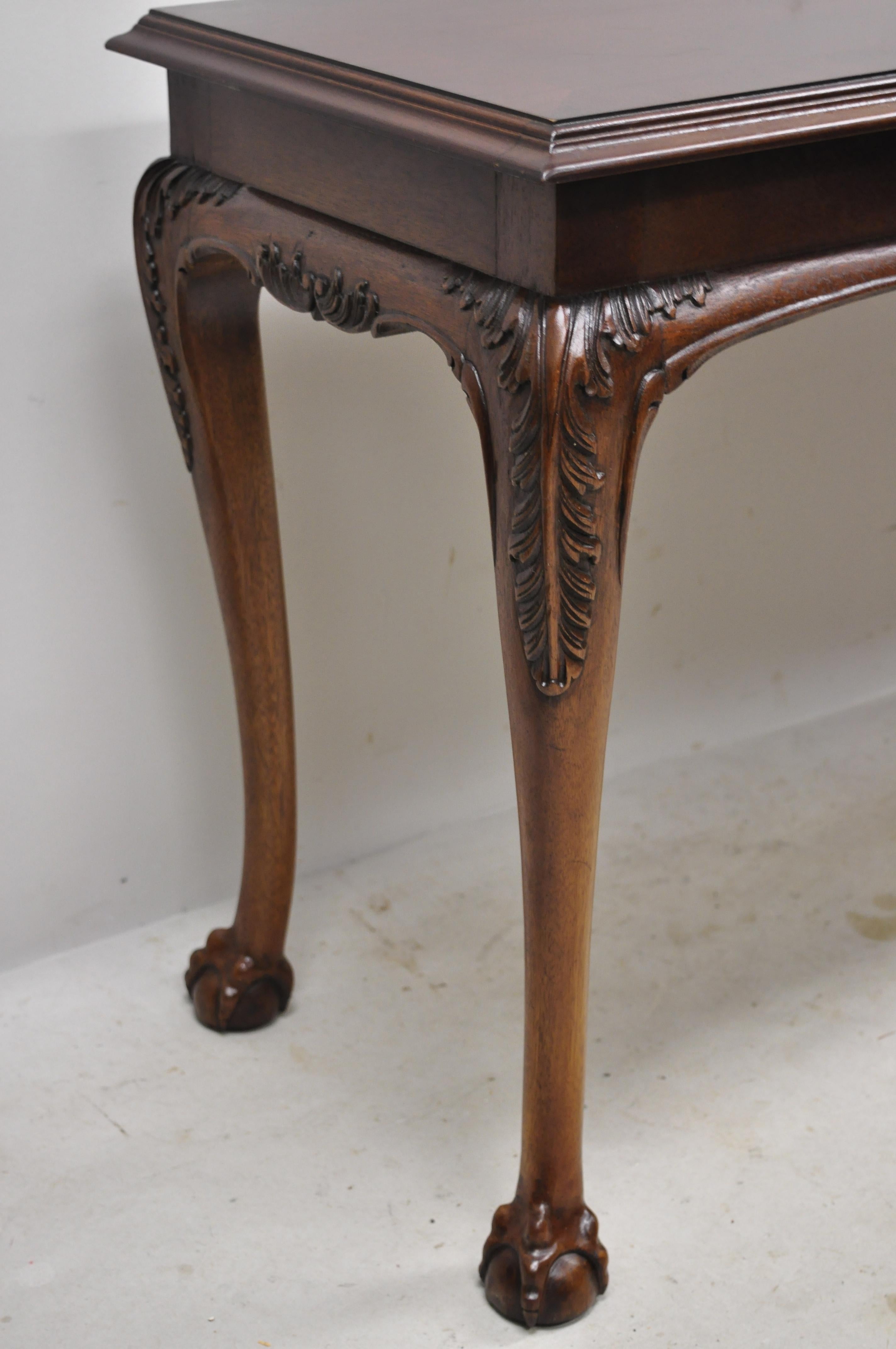 Lane Chinese Chippendale Georgian Mahogany Ball and Claw Console Sofa Hall Table In Good Condition In Philadelphia, PA