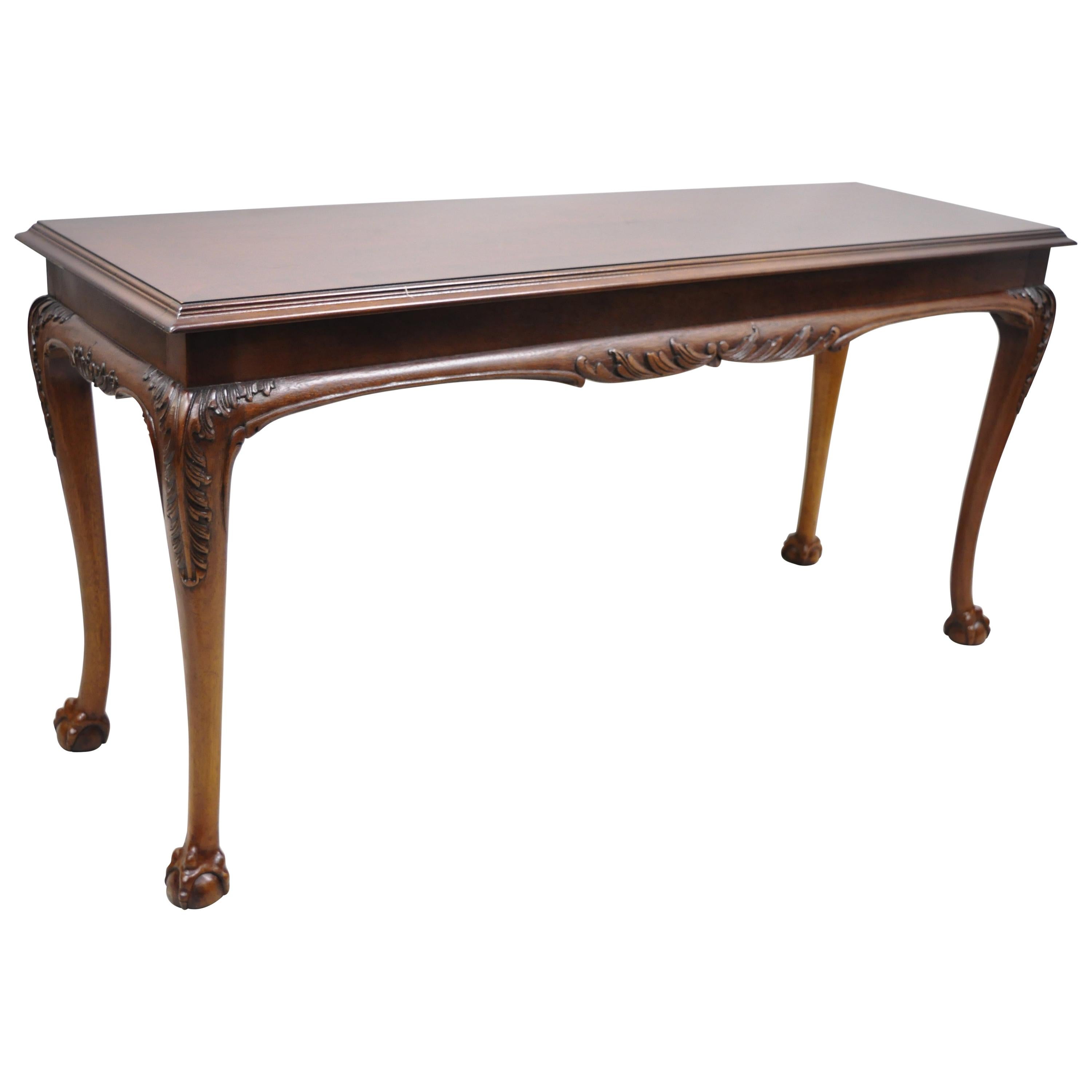 Lane Chinese Chippendale Georgian Mahogany Ball and Claw Console Sofa Hall Table