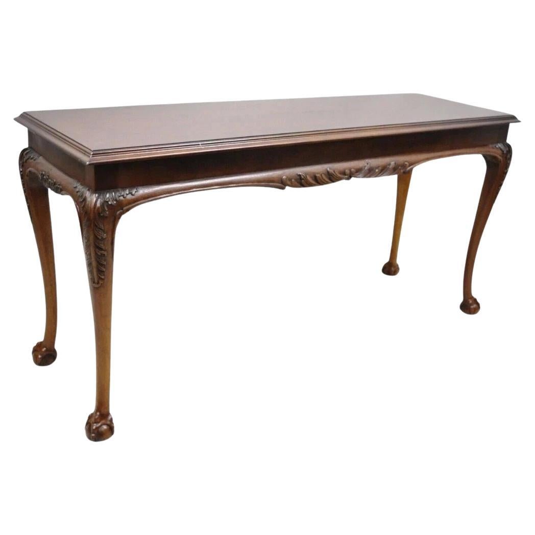 Lane Chinese Chippendale Georgian Mahogany Ball 
Claw Console Sofa Hall Table For Sale