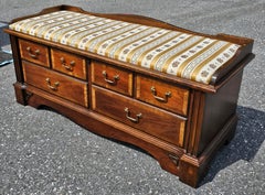 Lane Chippendale Cedar Lined Banded Mahogany Blanket Chest and Upholstered Bench