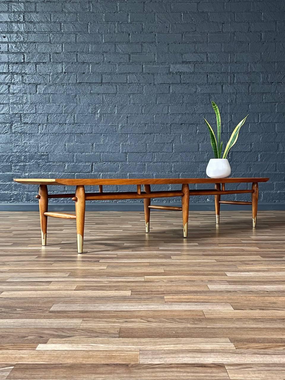 Mid-Century Modern Lane “Copenhagen” Walnut Coffee Table / Bench For Sale