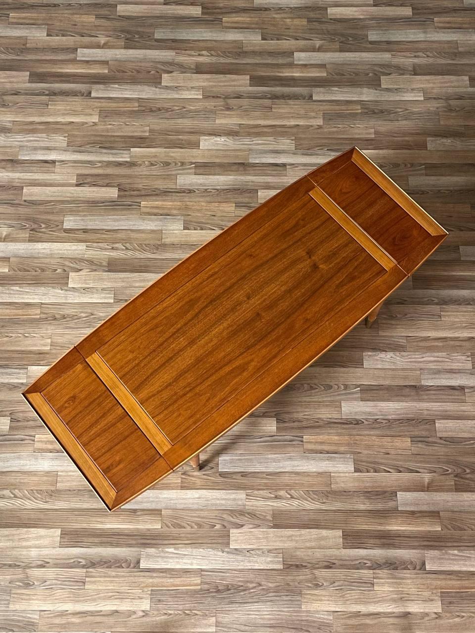 American Lane “Copenhagen” Walnut Drop Leaf Coffee Table / Bench For Sale