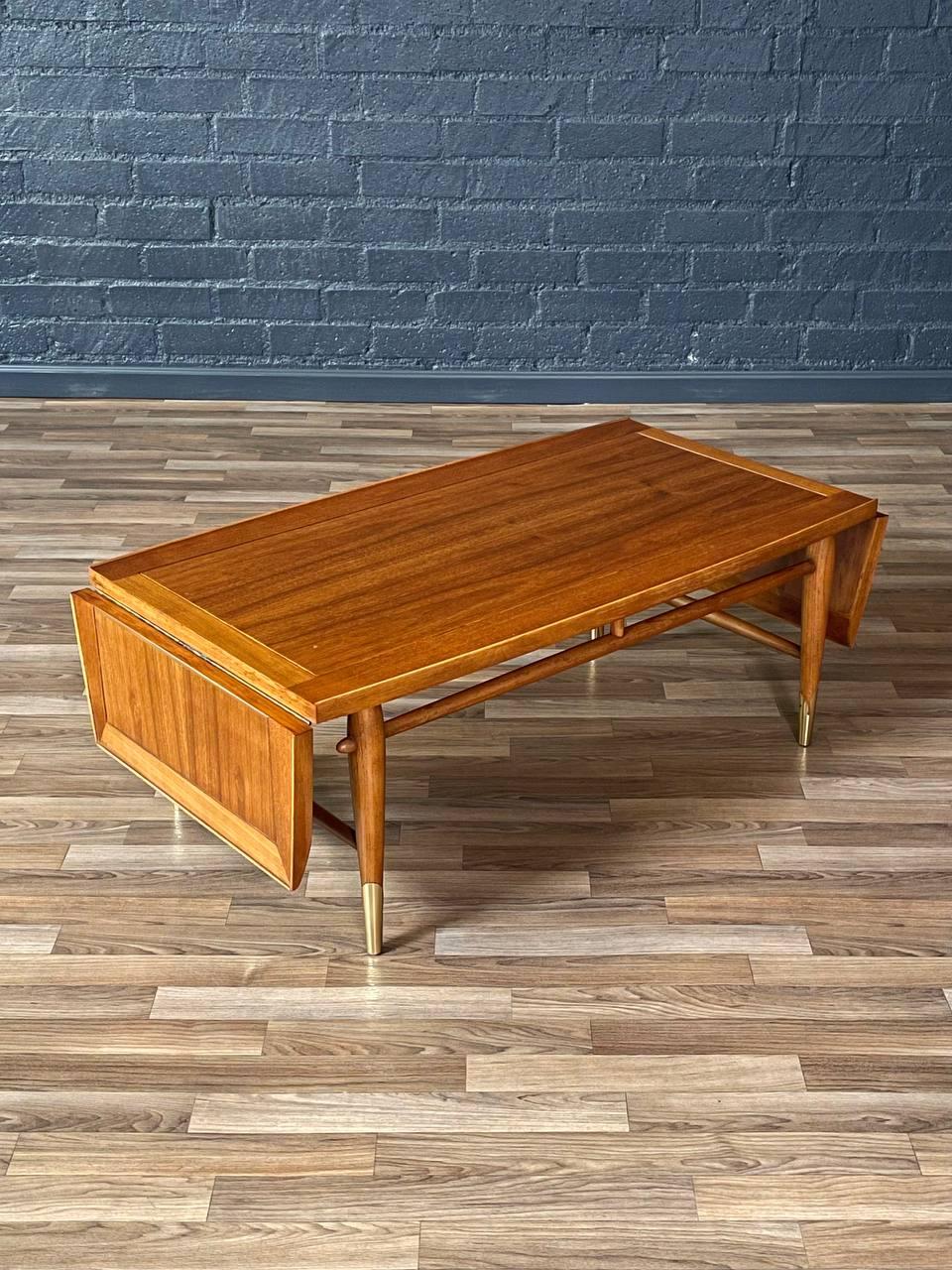 Mid-20th Century Lane “Copenhagen” Walnut Drop Leaf Coffee Table / Bench For Sale
