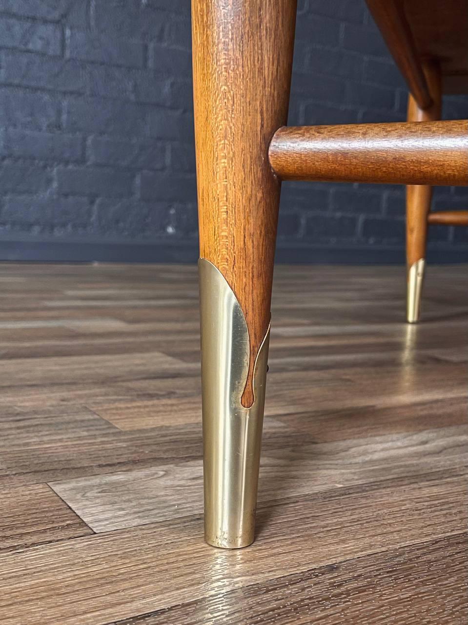 Lane “Copenhagen” Walnut Drop Leaf Coffee Table / Bench For Sale 2