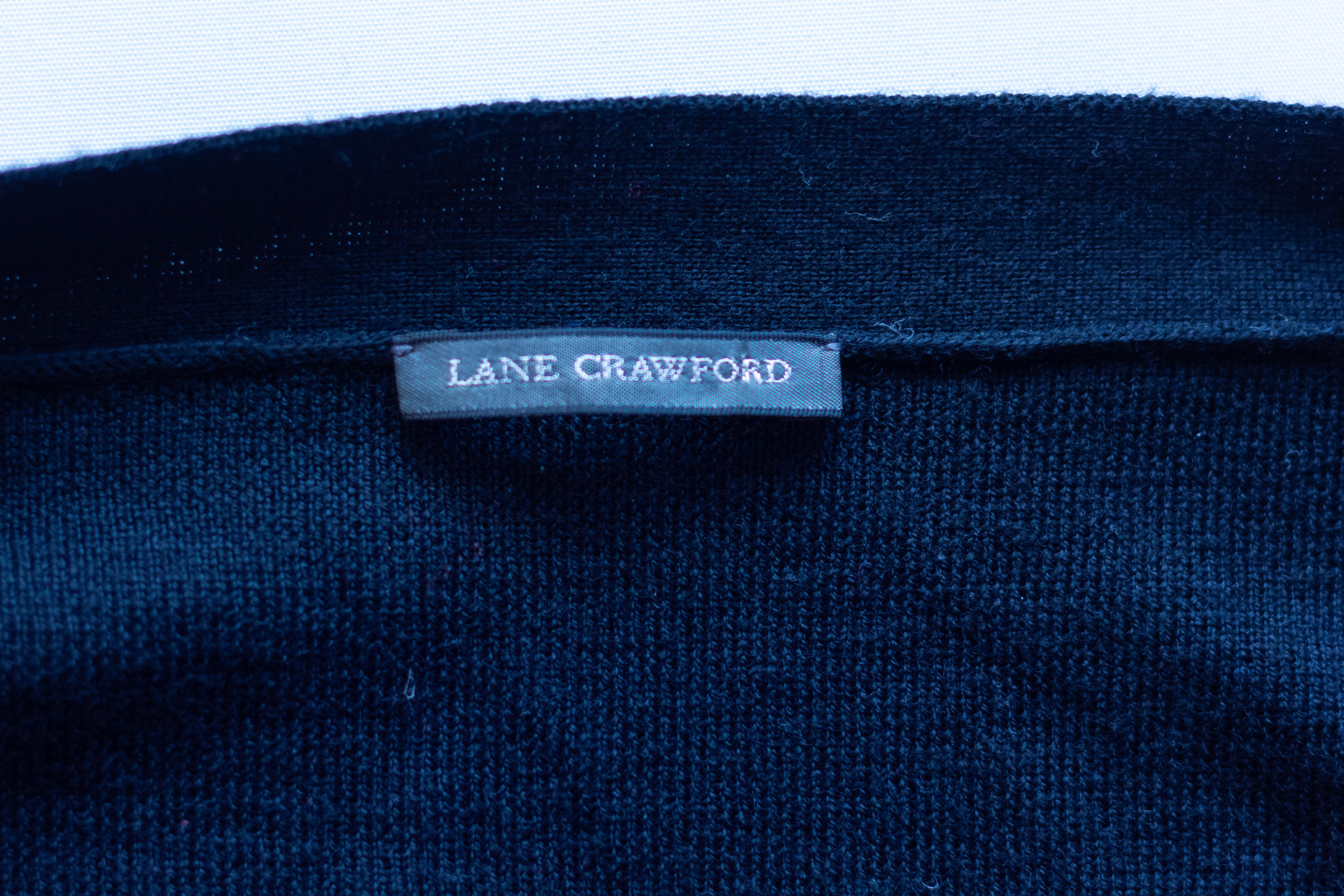Lane Crawford Black Wool Cardigan with Diamante Buttons & Chiffon Cuffs and Hem 1