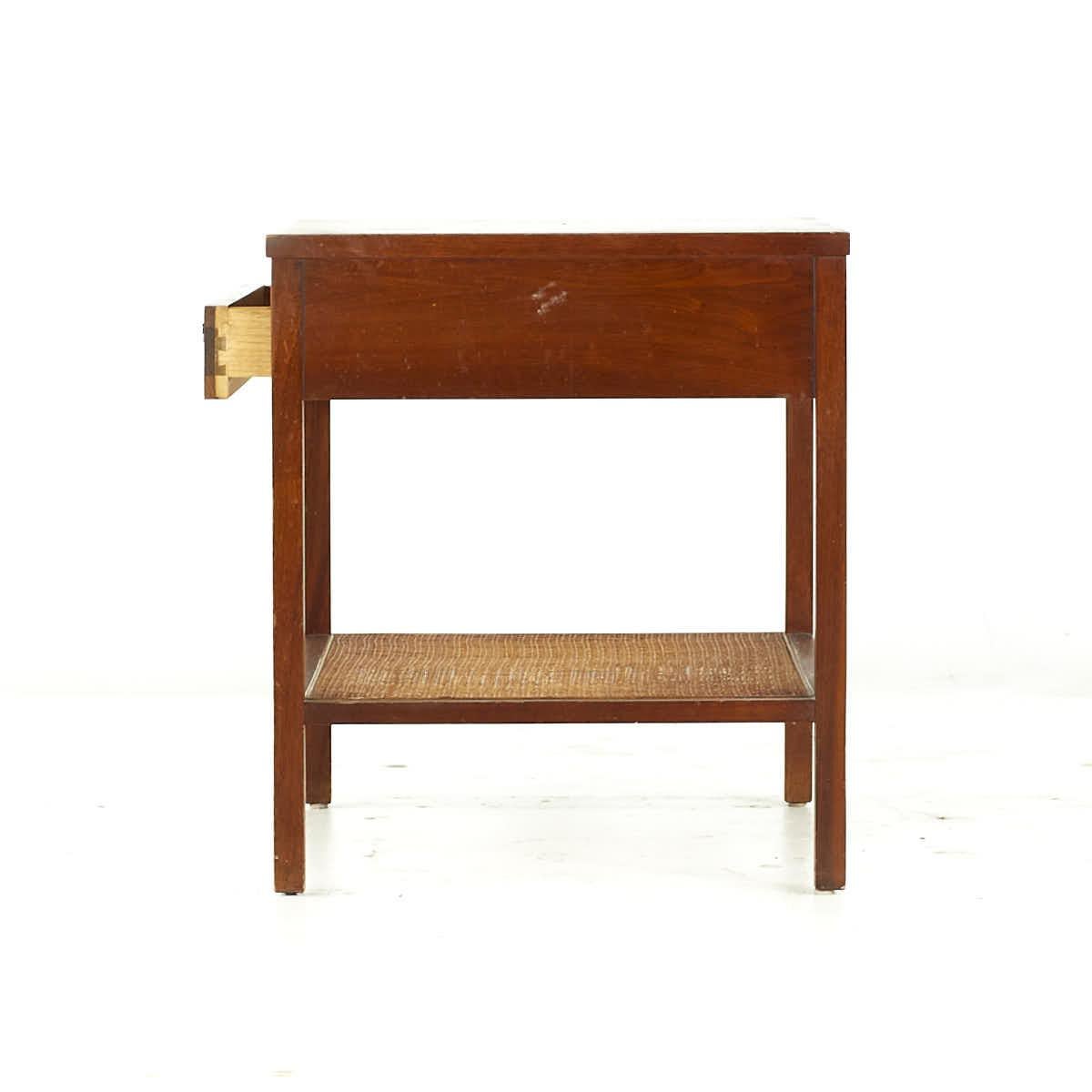 Lane Delineator Midcentury Rosewood and Walnut Nightstand In Good Condition For Sale In Countryside, IL