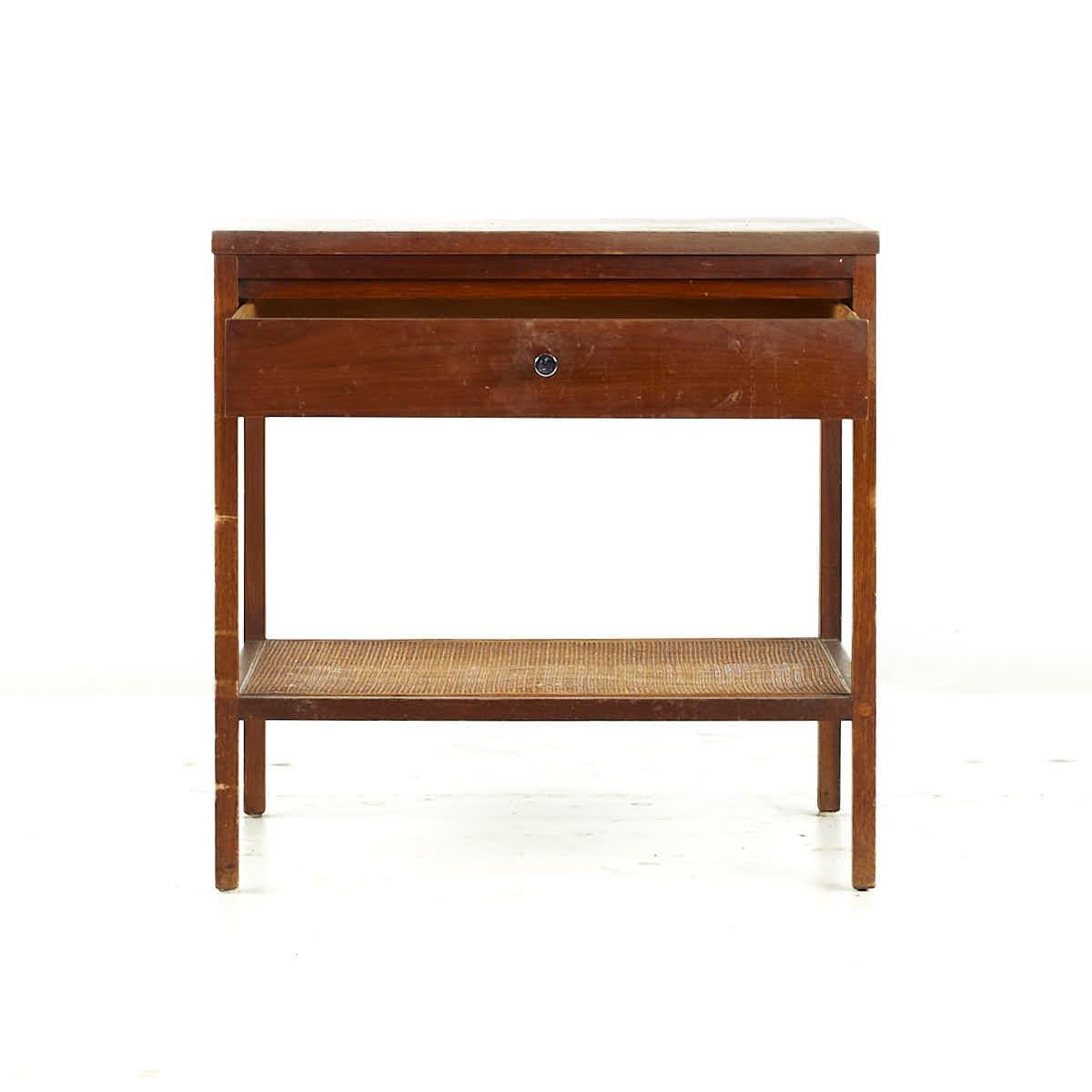 Late 20th Century Lane Delineator Midcentury Rosewood and Walnut Nightstand For Sale
