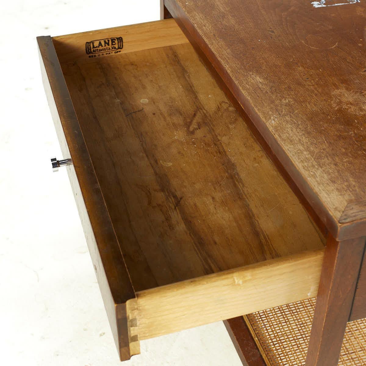 Lane Delineator Midcentury Rosewood and Walnut Nightstand For Sale 1