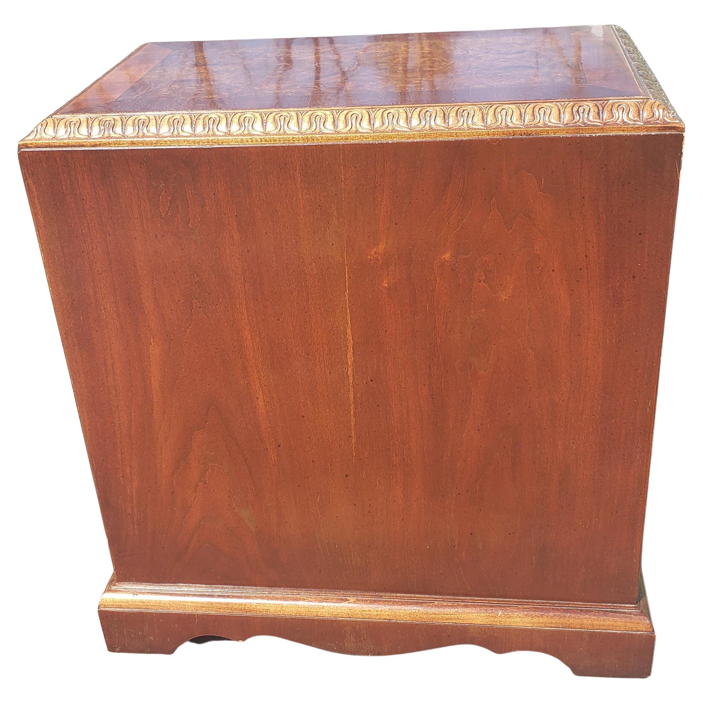 Lane Earl's Court Collection Burl and Banded Mahogany Bedside Chest For Sale 1
