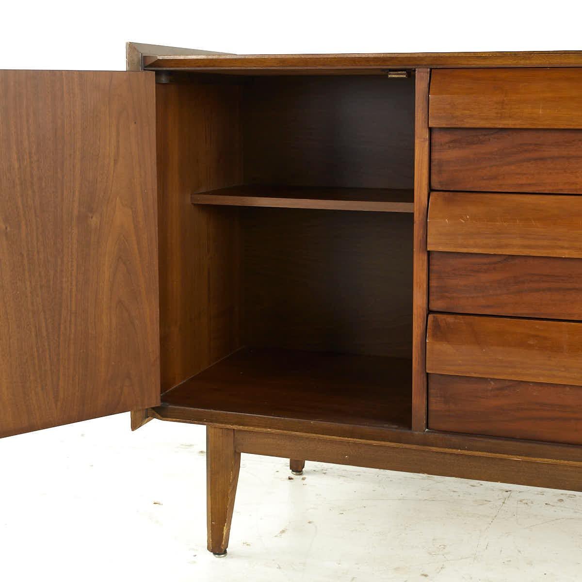 Lane Buffet Lane First Edition Midcentury Walnut Buffet and Hutch For Sale at 1stDibs