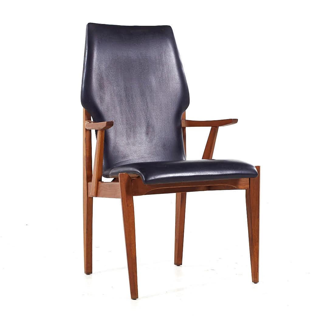 Lane First Edition Mid Century Walnut Dining Chairs - Set of 8 For Sale 4