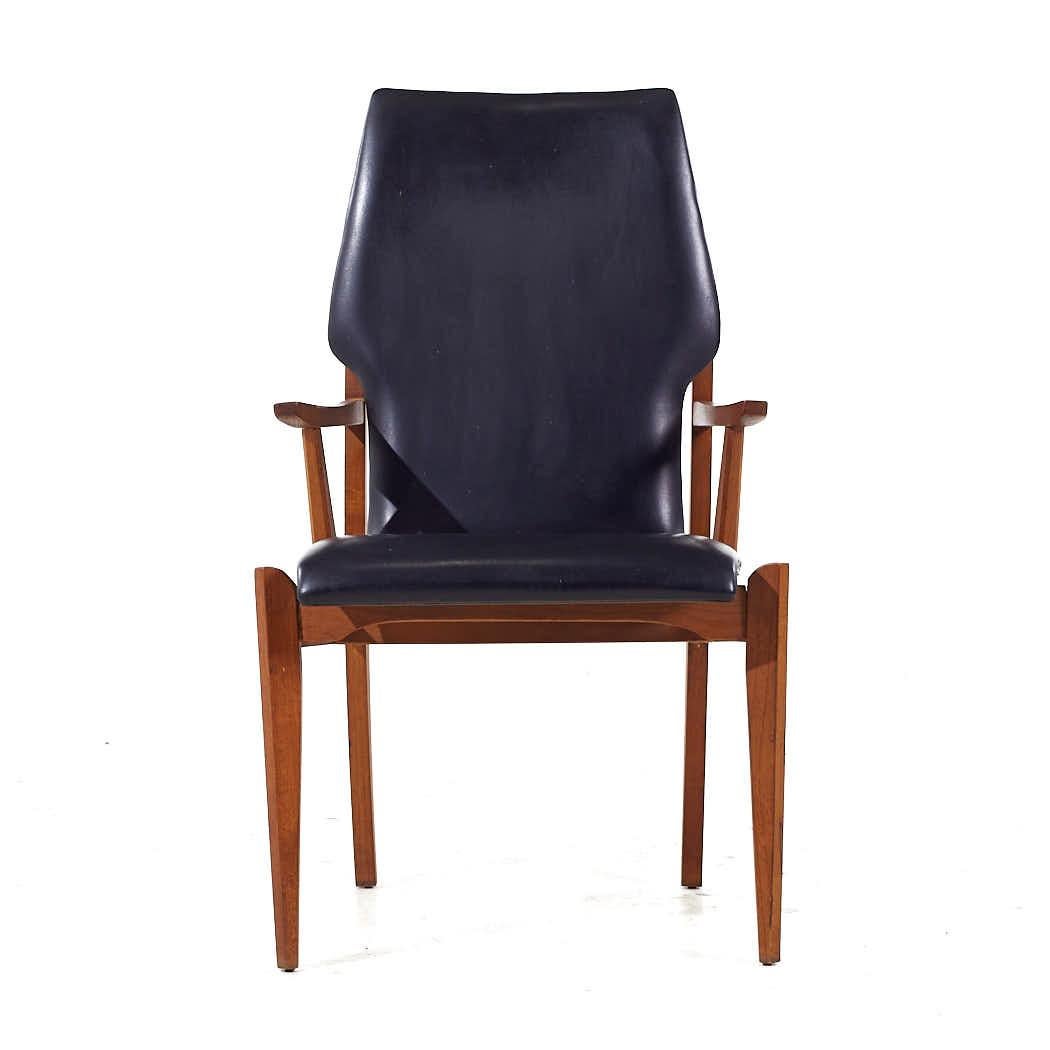 Lane First Edition Mid Century Walnut Dining Chairs - Set of 8 For Sale 5