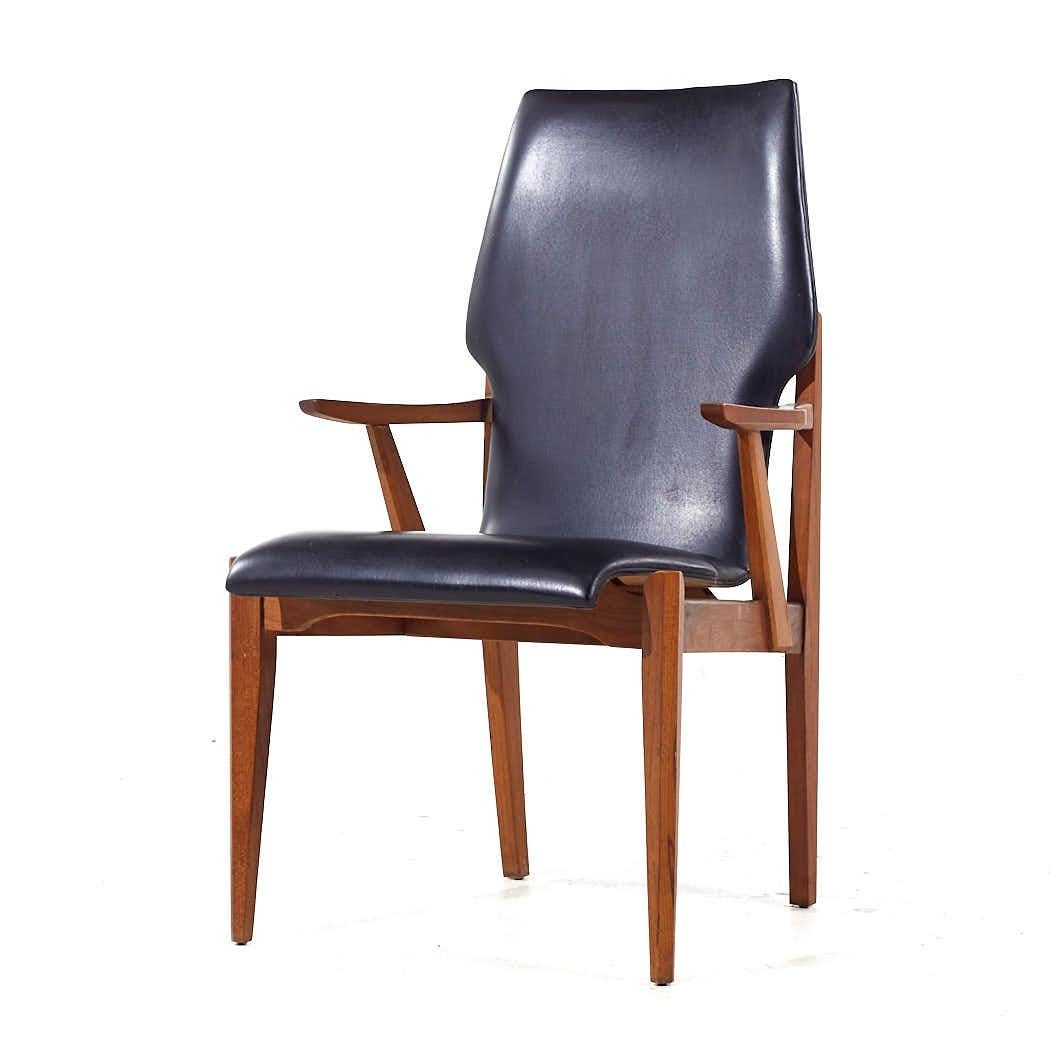 Lane First Edition Mid Century Walnut Dining Chairs - Set of 8 For Sale 6