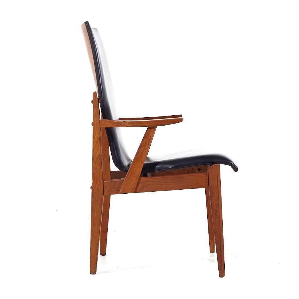 Lane First Edition Mid Century Walnut Dining Chairs - Set of 8 For Sale 7