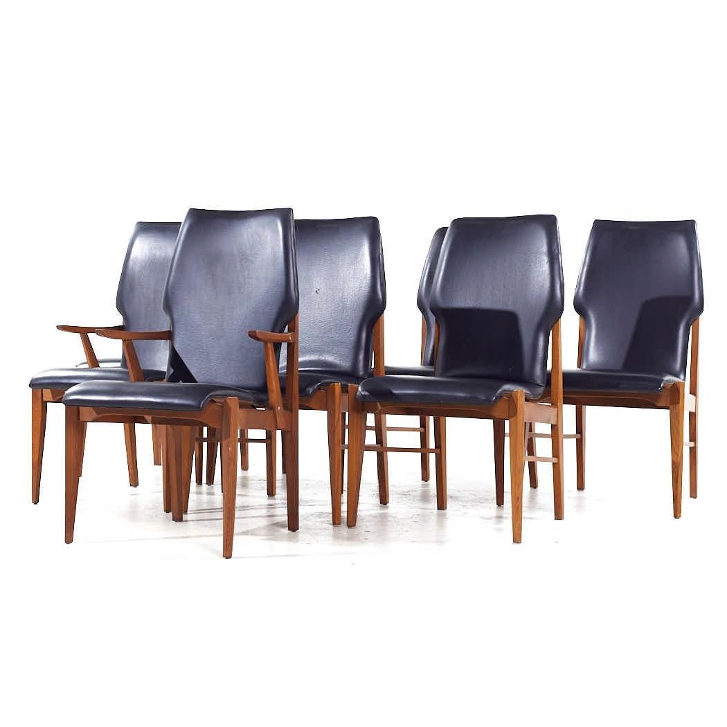 Mid-Century Modern Lane First Edition Mid Century Walnut Dining Chairs - Set of 8 For Sale