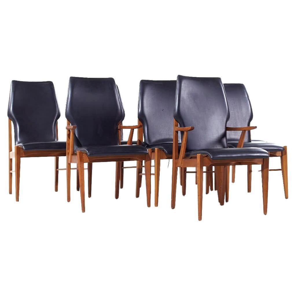 Lane First Edition Mid Century Walnut Dining Chairs - Set of 8 For Sale