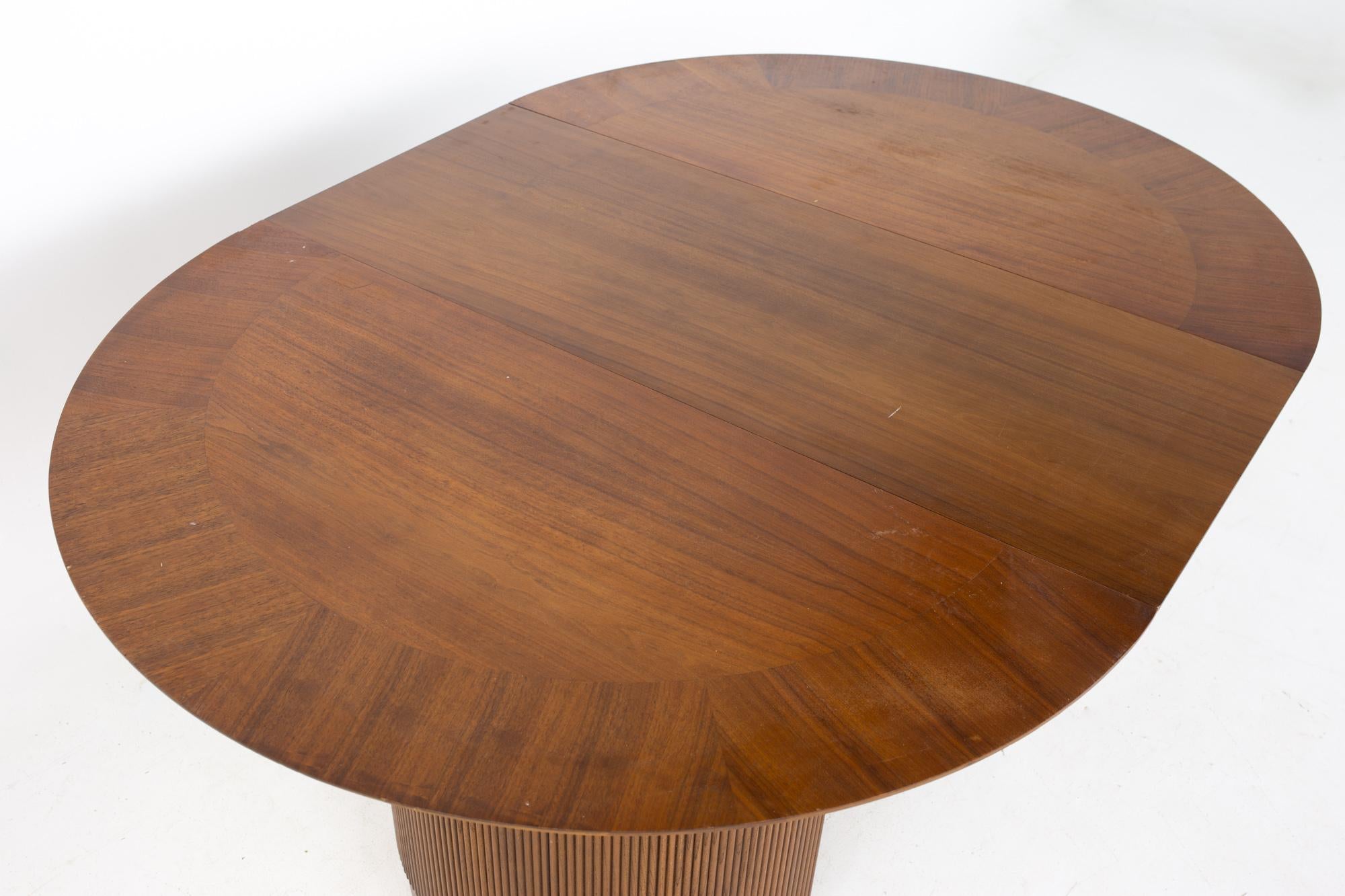 Lane First Edition Mid Century Walnut Expanding Round Pedestal Dining Table 2