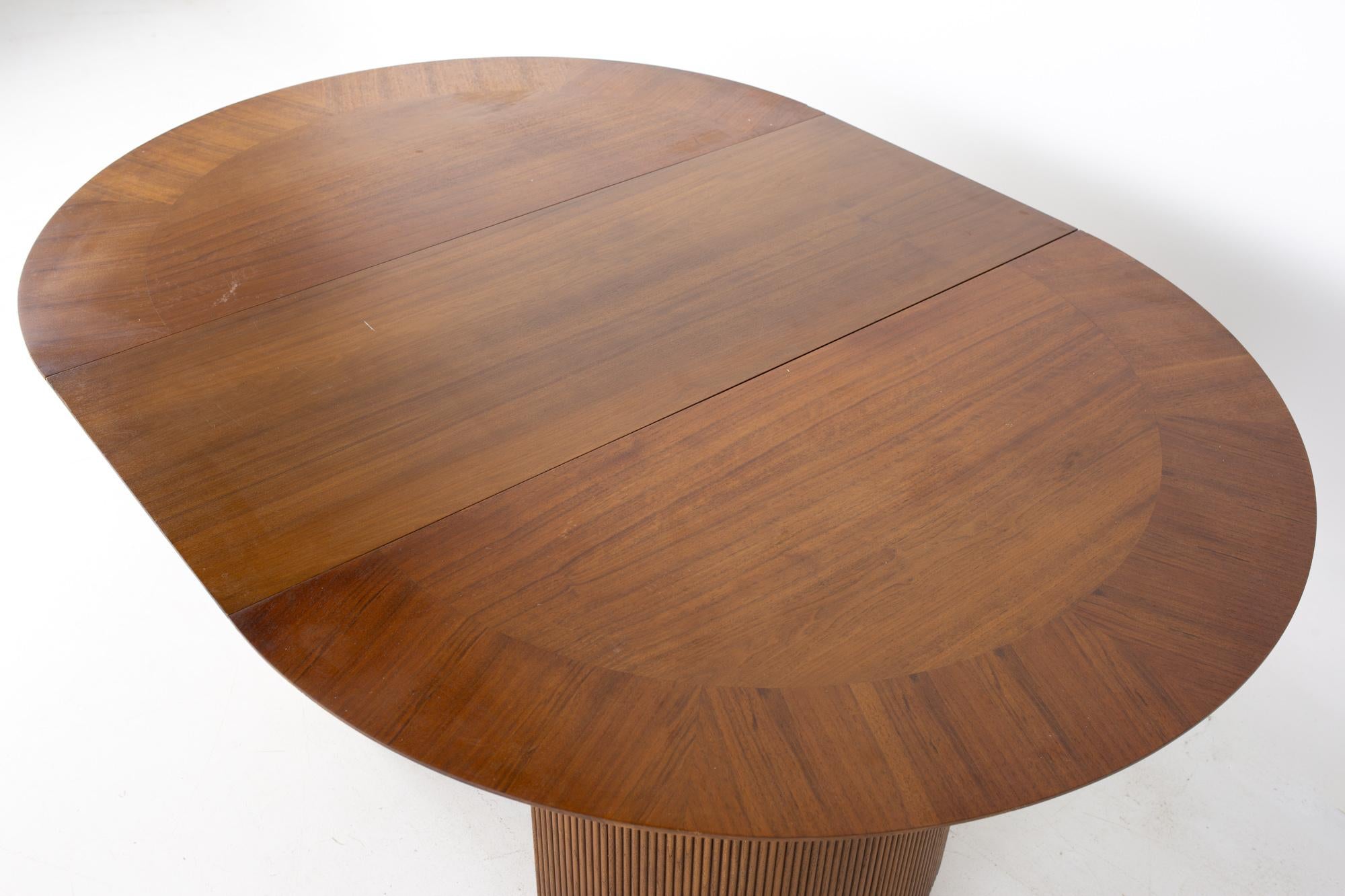 Lane First Edition Mid Century Walnut Expanding Round Pedestal Dining Table 3