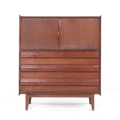 Lane First Edition Mid Century Walnut Highboy Dresser