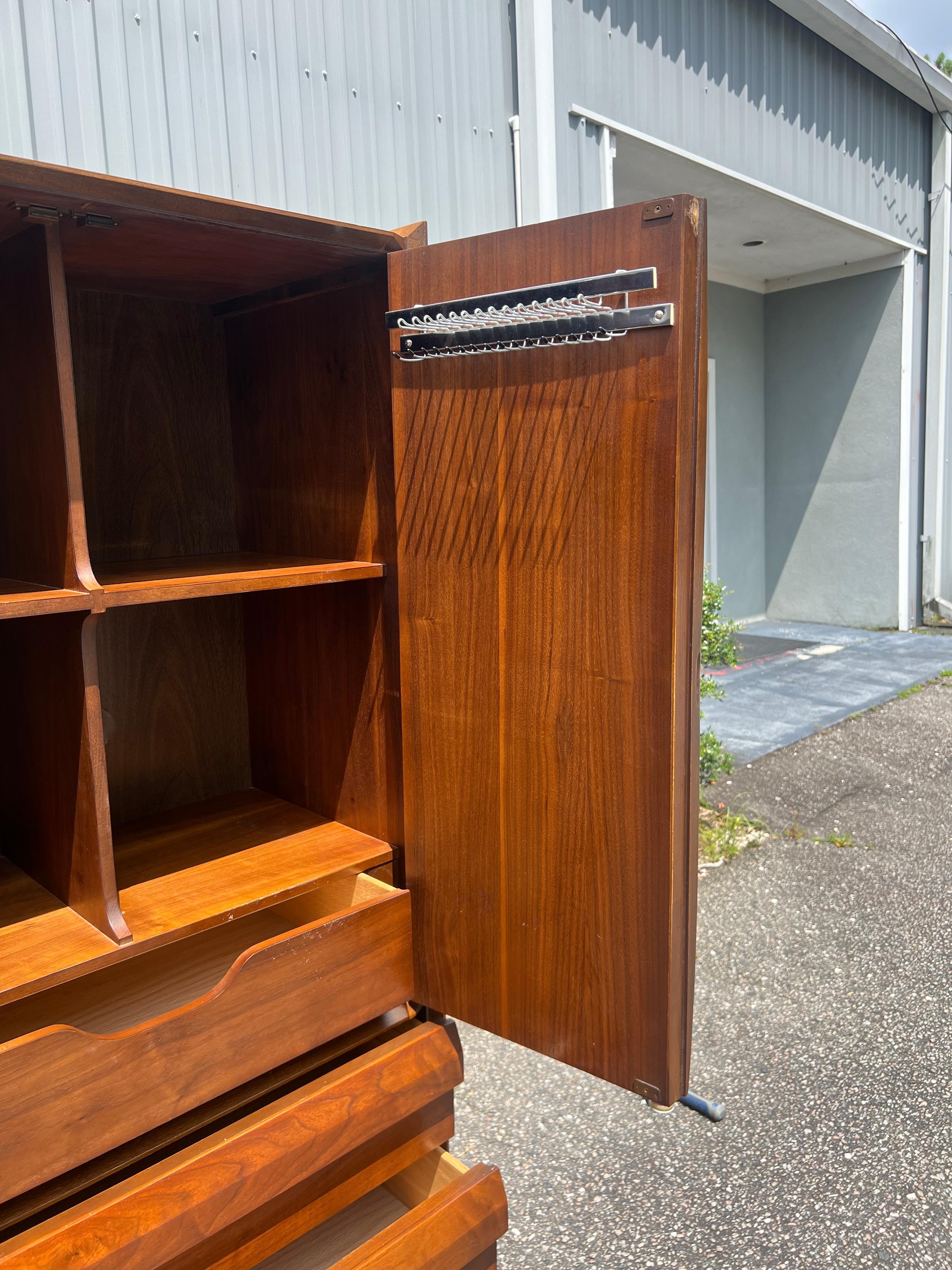 Walnut Lane First Edition Tall Mid Century Modern Gentlemen’s Armoire Dresser C. 1960s