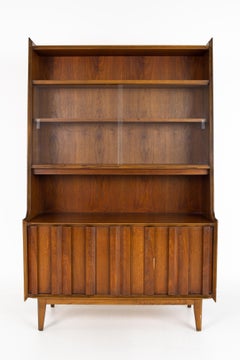 Lane First Edition Walnut Display Buffet & Hutch
