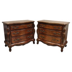 Lane French Provincial Cherry Wood Three Drawer Bed Side Chest Nightstand - Pair