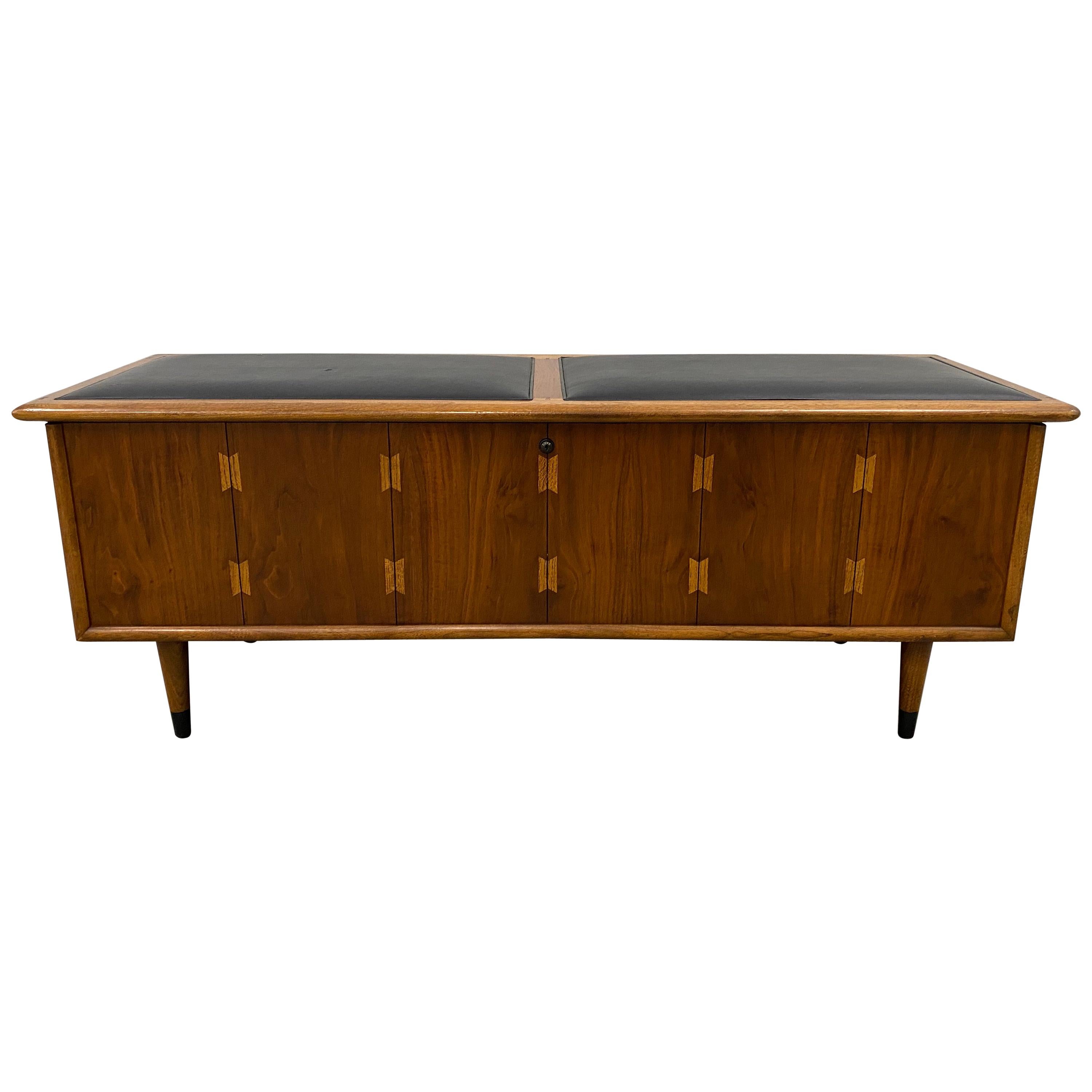 Lane Furniture "Acclaim" Cedar Lined Walnut Chest with Leather Seat, circa 1960