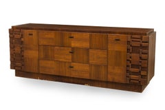 Lane Furniture American Mahogany 9 Drawer Staccato Brutalist Lowboy Dresser