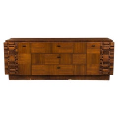 Lane Furniture Cassettiera in mogano americano a 9 cassetti Staccato Brutalista Lowboy