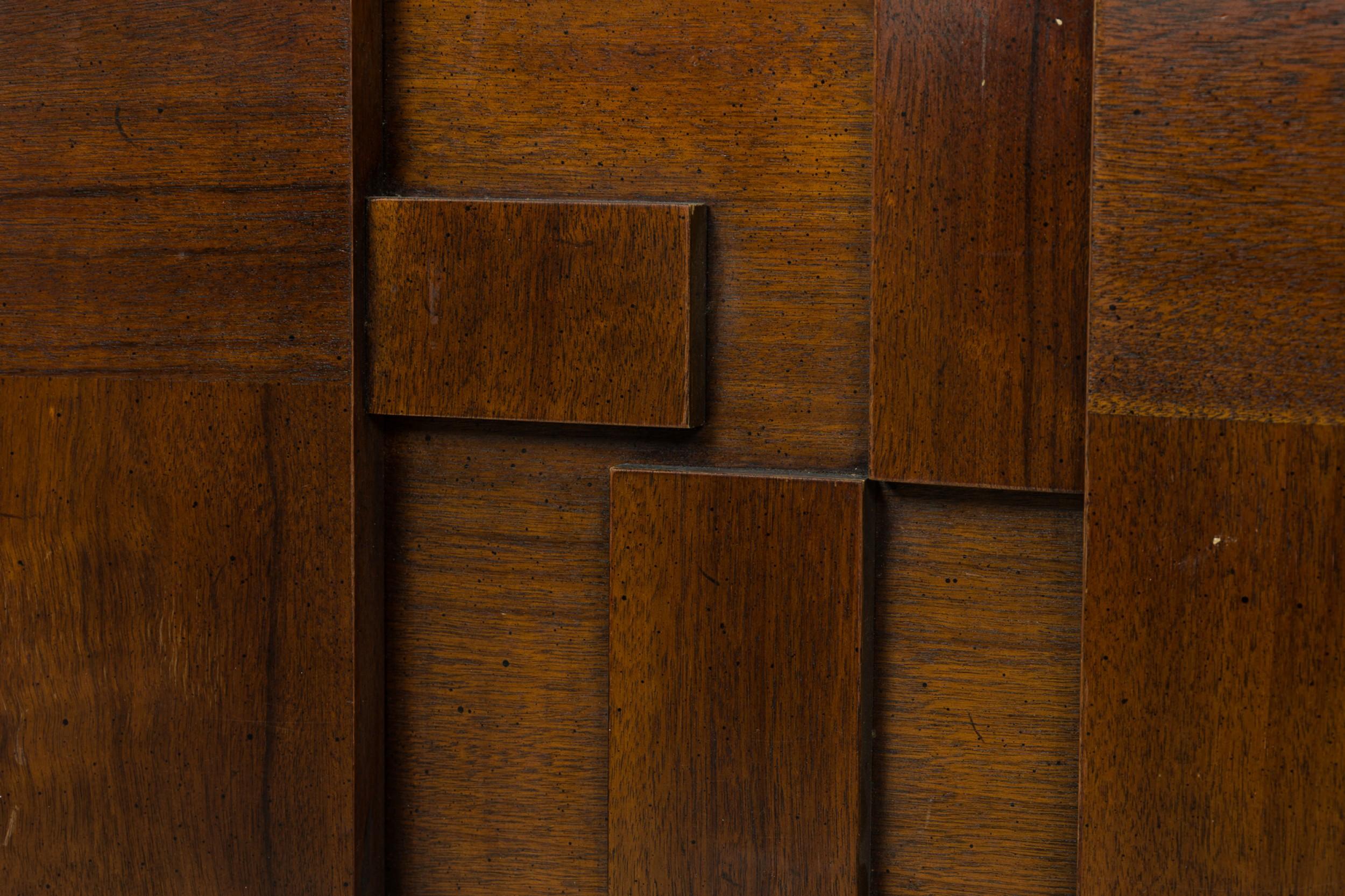 Lane Furniture Cabecero Cubista Americano de Mediados de Siglo de Madera Tamaño Queen siglo XX