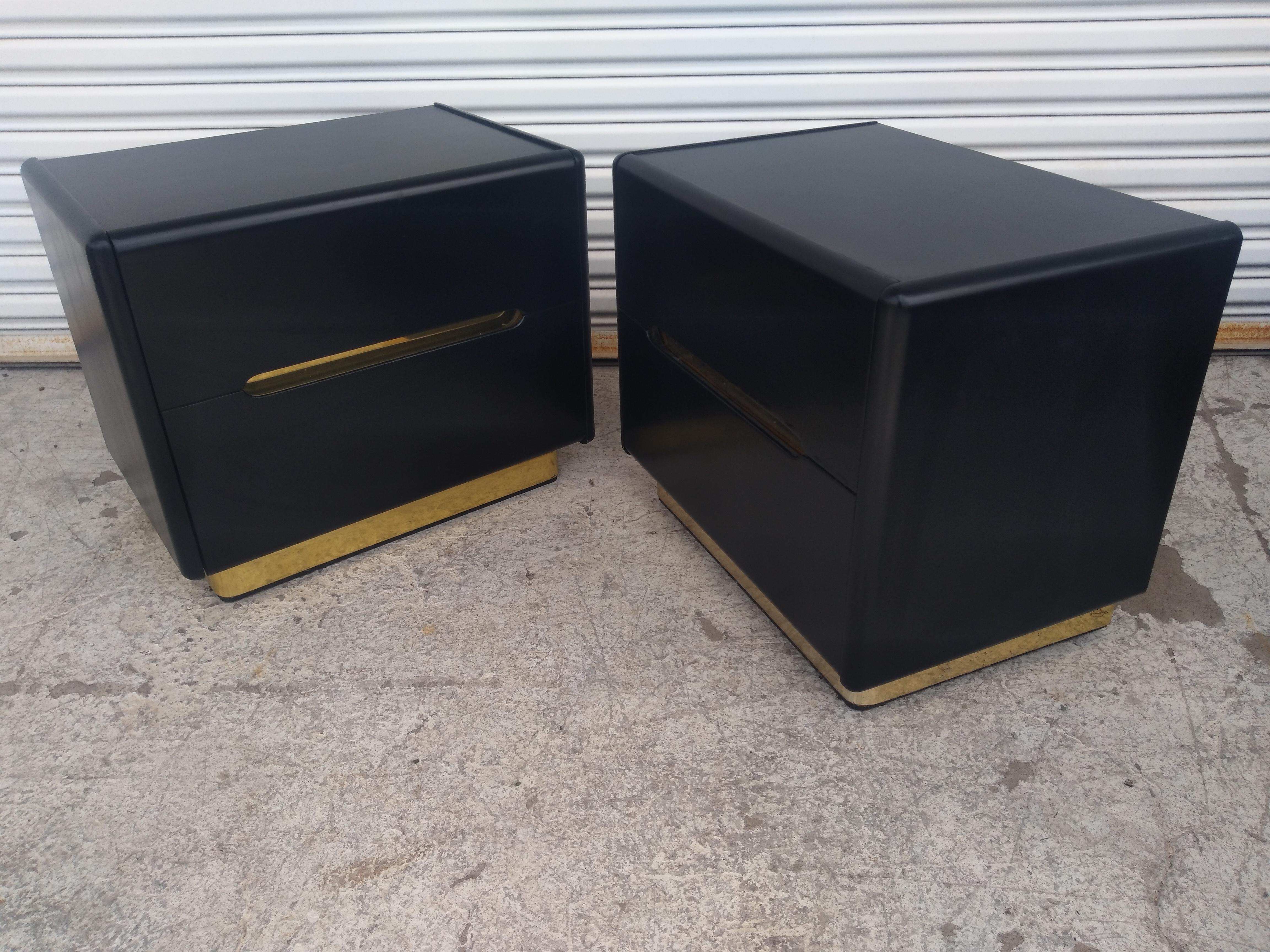 Lane Furniture Black Lacquer and Brass 9 Drawer Dresser 1
