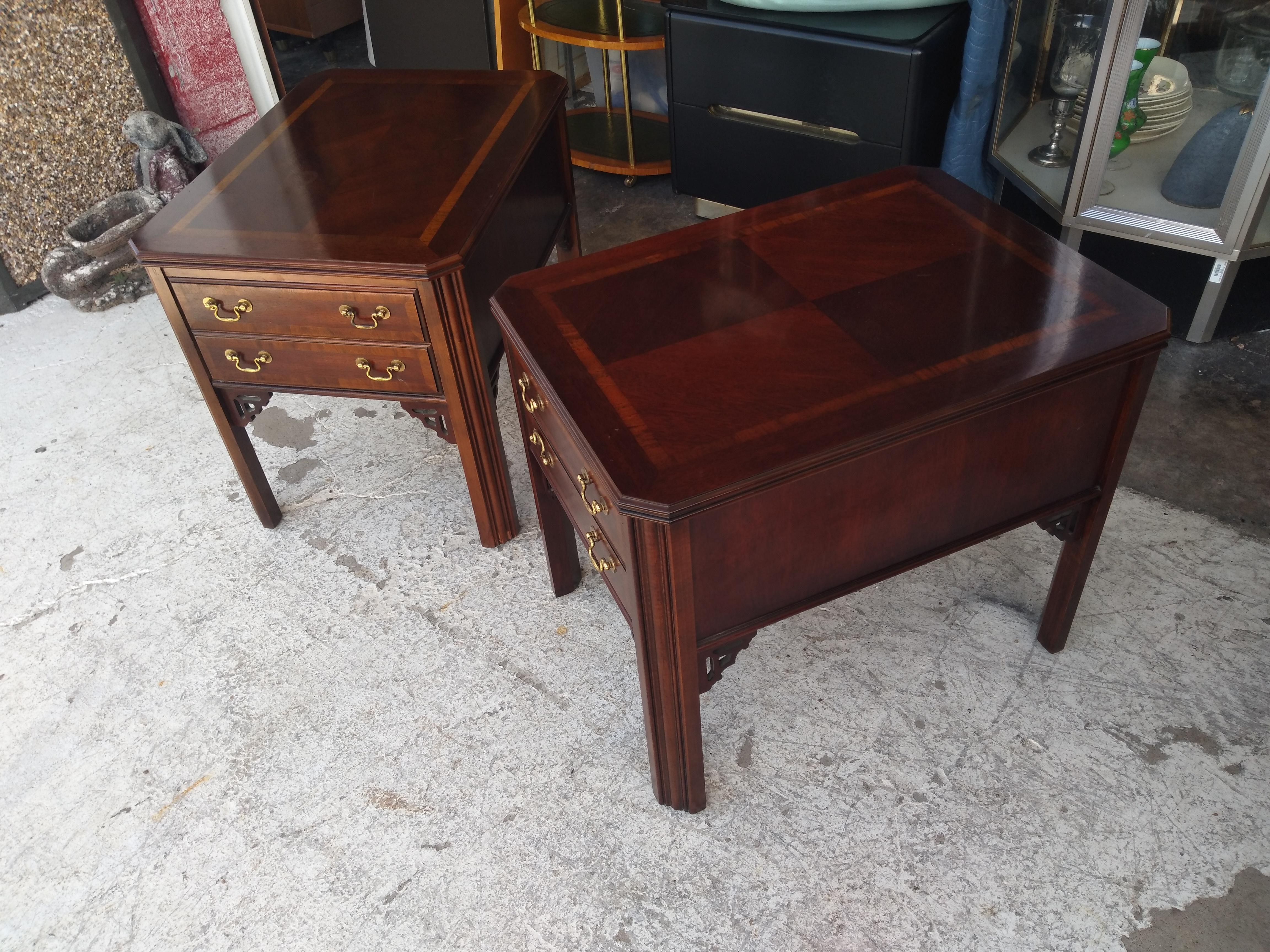 American Lane Furniture Chippendale Style End Tables