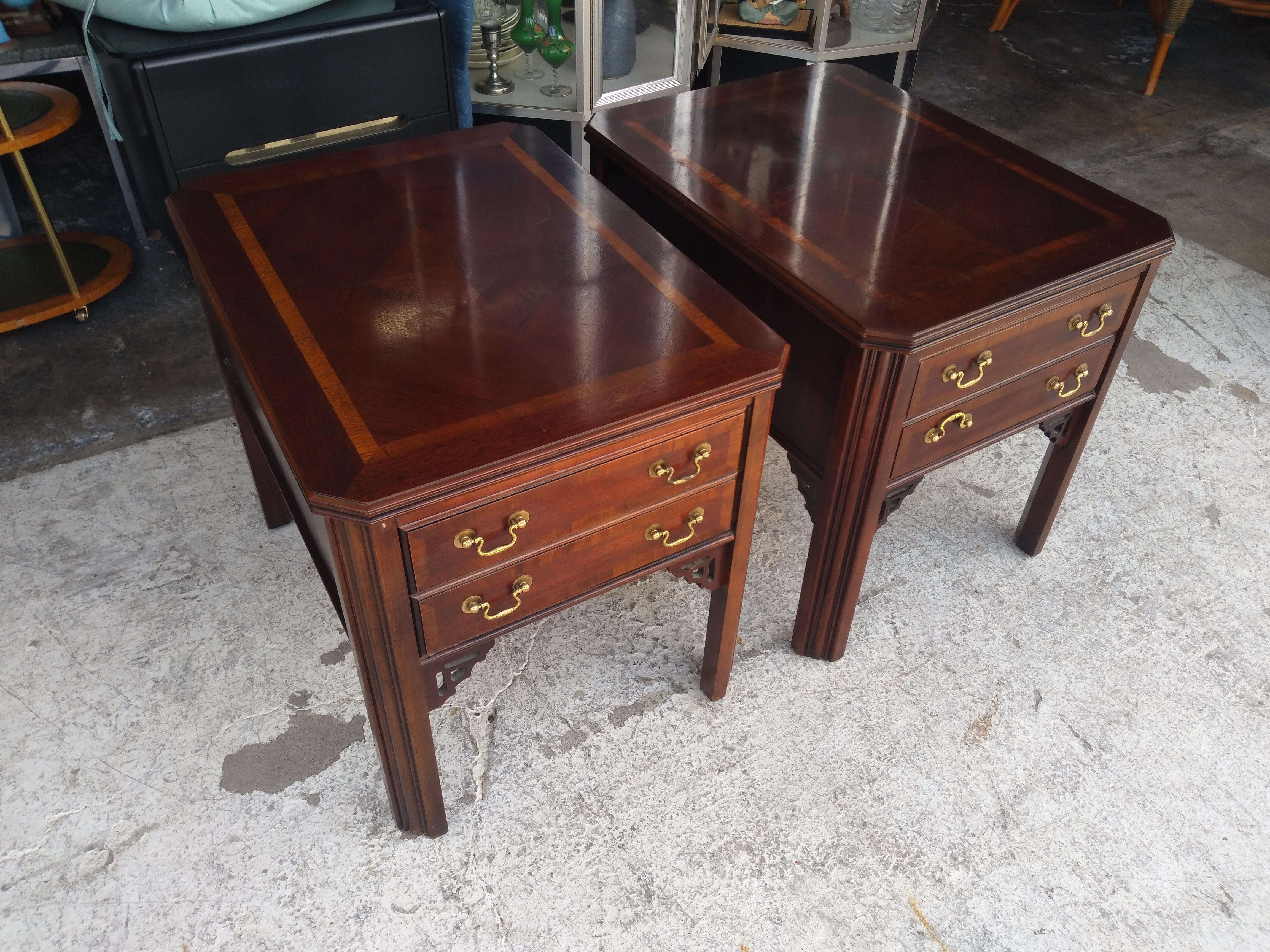 20th Century Lane Furniture Chippendale Style End Tables