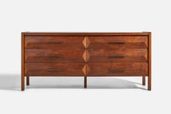 Lane Furniture, Dresser, Oak, Brass, USA, 1970s