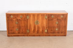 Lane Furniture Hollywood Regency Campaign Yew Wood Long Dresser or Credenza