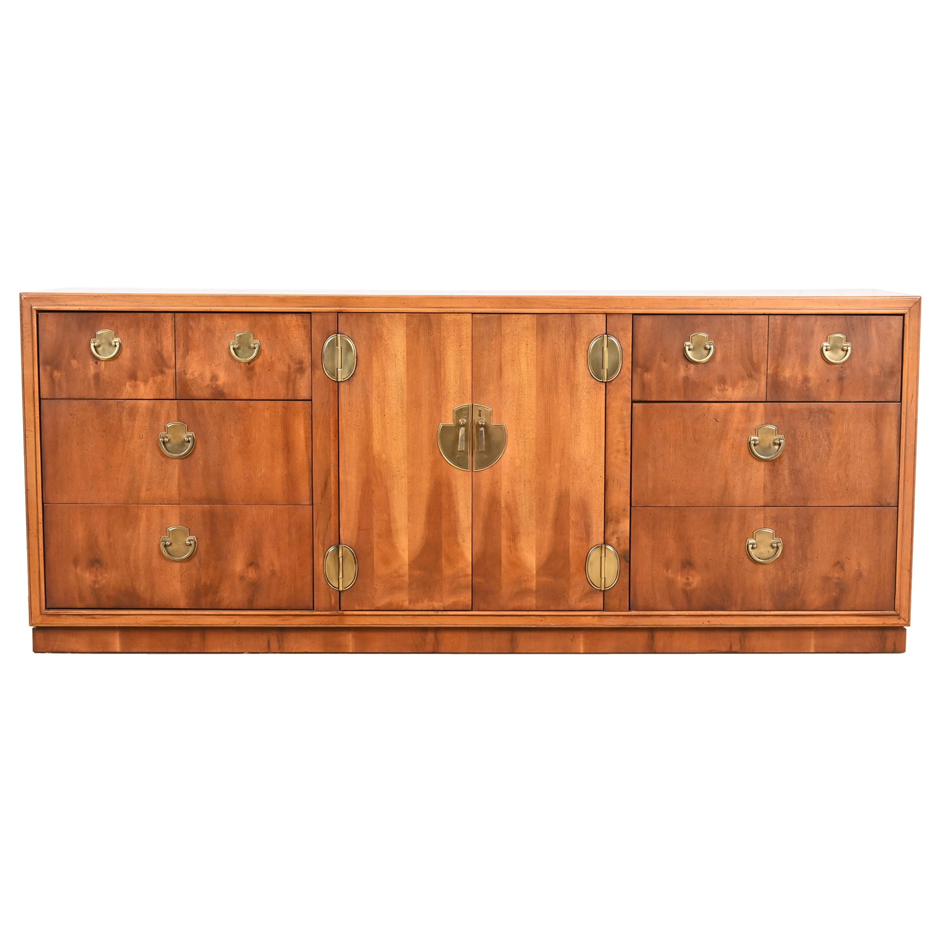 Lane Furniture Hollywood Regency Campaign Yew Wood Long Dresser or Credenza