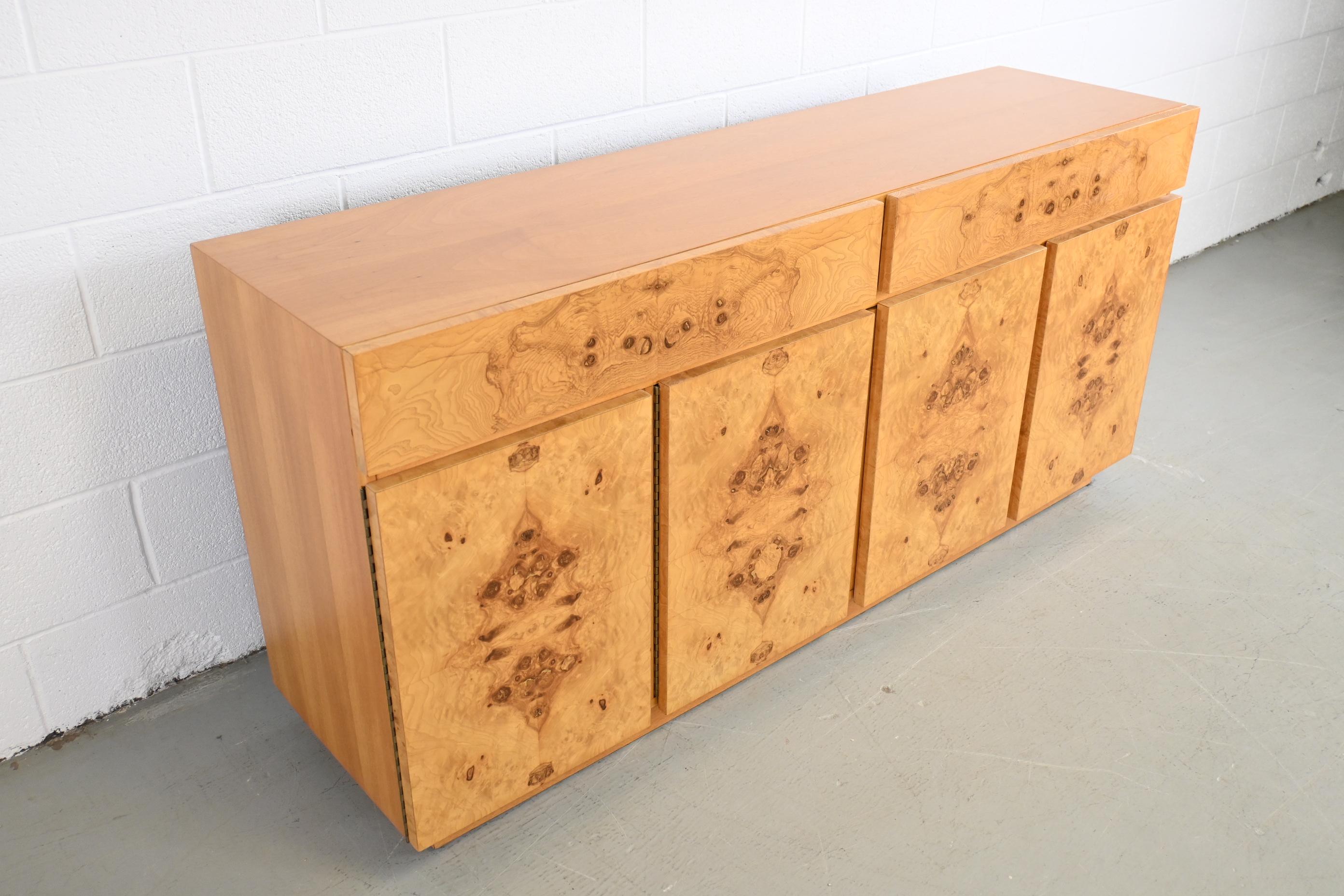 American Lane Furniture Mid Century Modern Burl Wood Sideboard Credenza