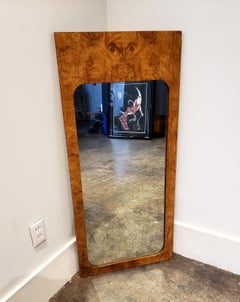 Lane Furniture Milo Baughman Style Mid-Century Modern Burl Wood Mirror