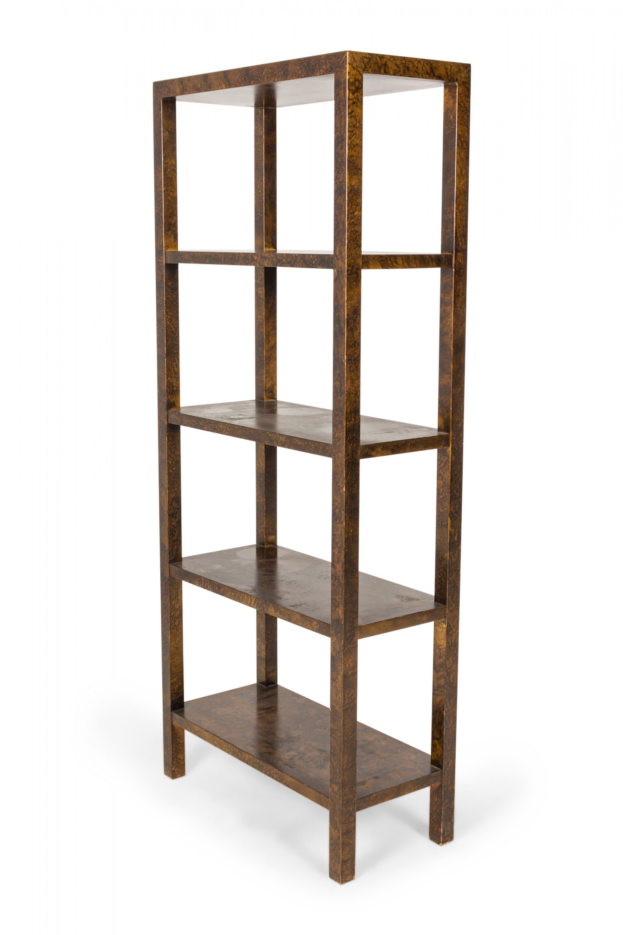 Mid-century four-shelf etagere / bookshelf with an oil drop lacquer finish. (LANE FURNITURE)