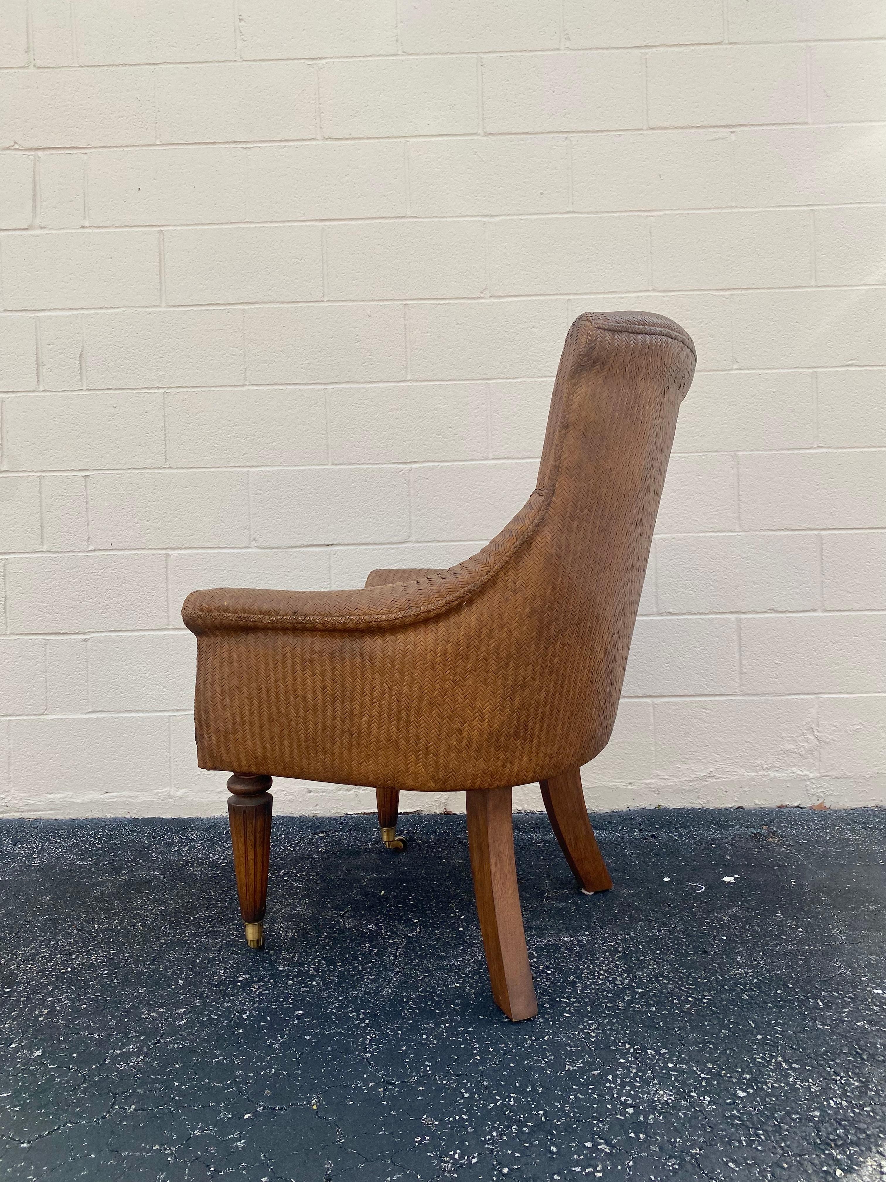 Chaise léopard en bois de rotin sur roulettes Lane Furniture en vente 1