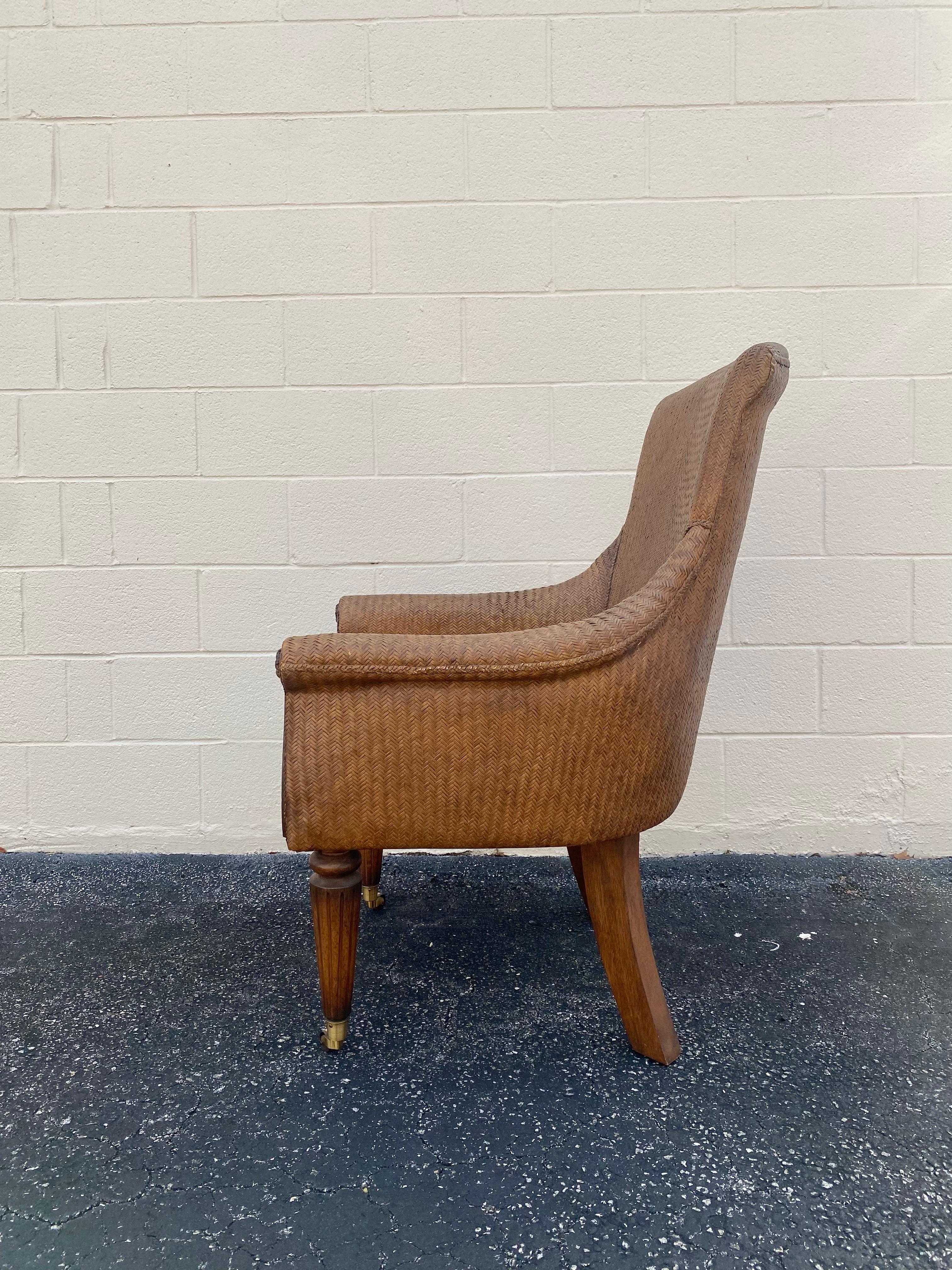 Lane Furniture Rattan Wood Leopard Chair on Castors For Sale 2
