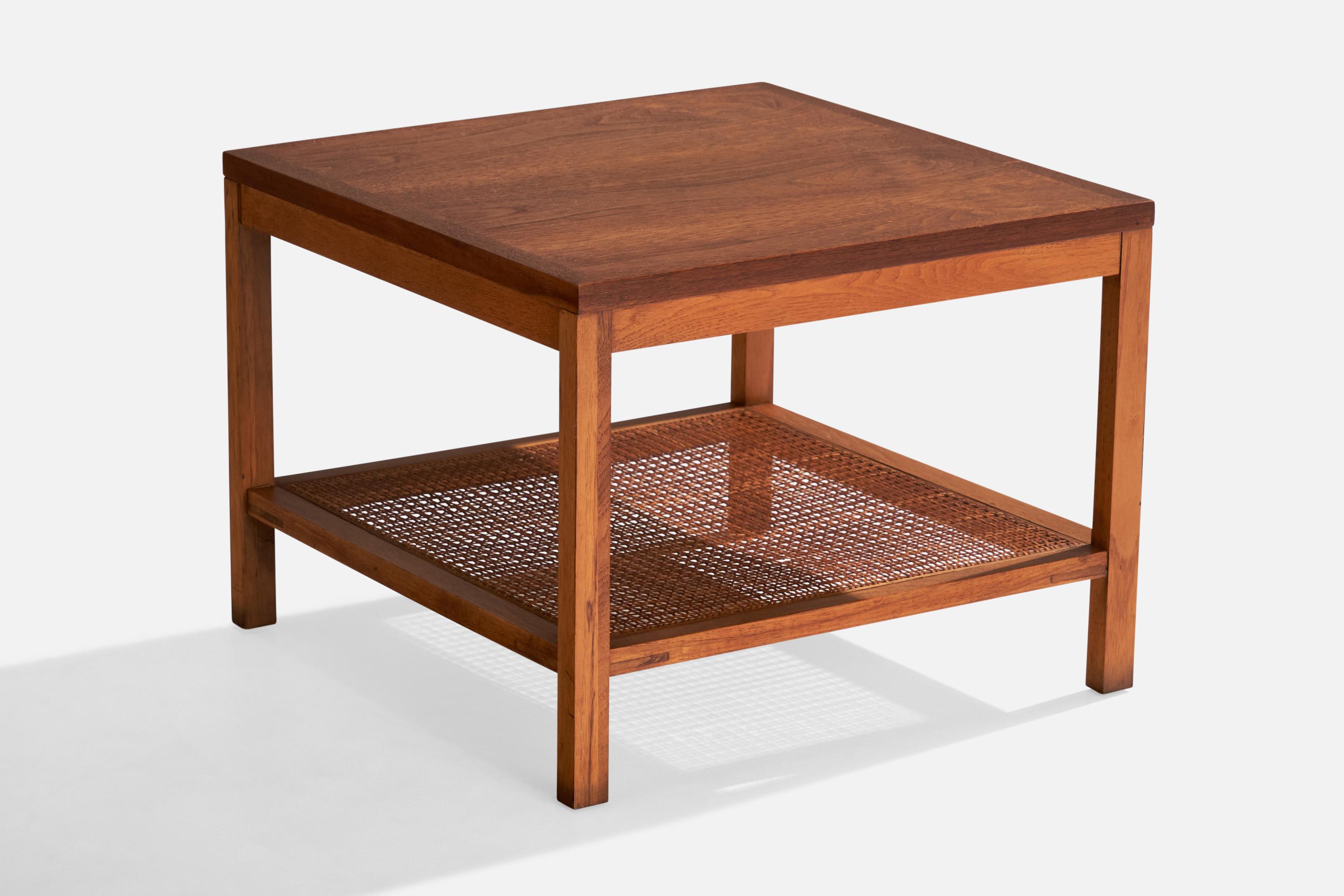Late 20th Century Lane Furniture, Side Tables, Oak, Cane, USA, 1970s