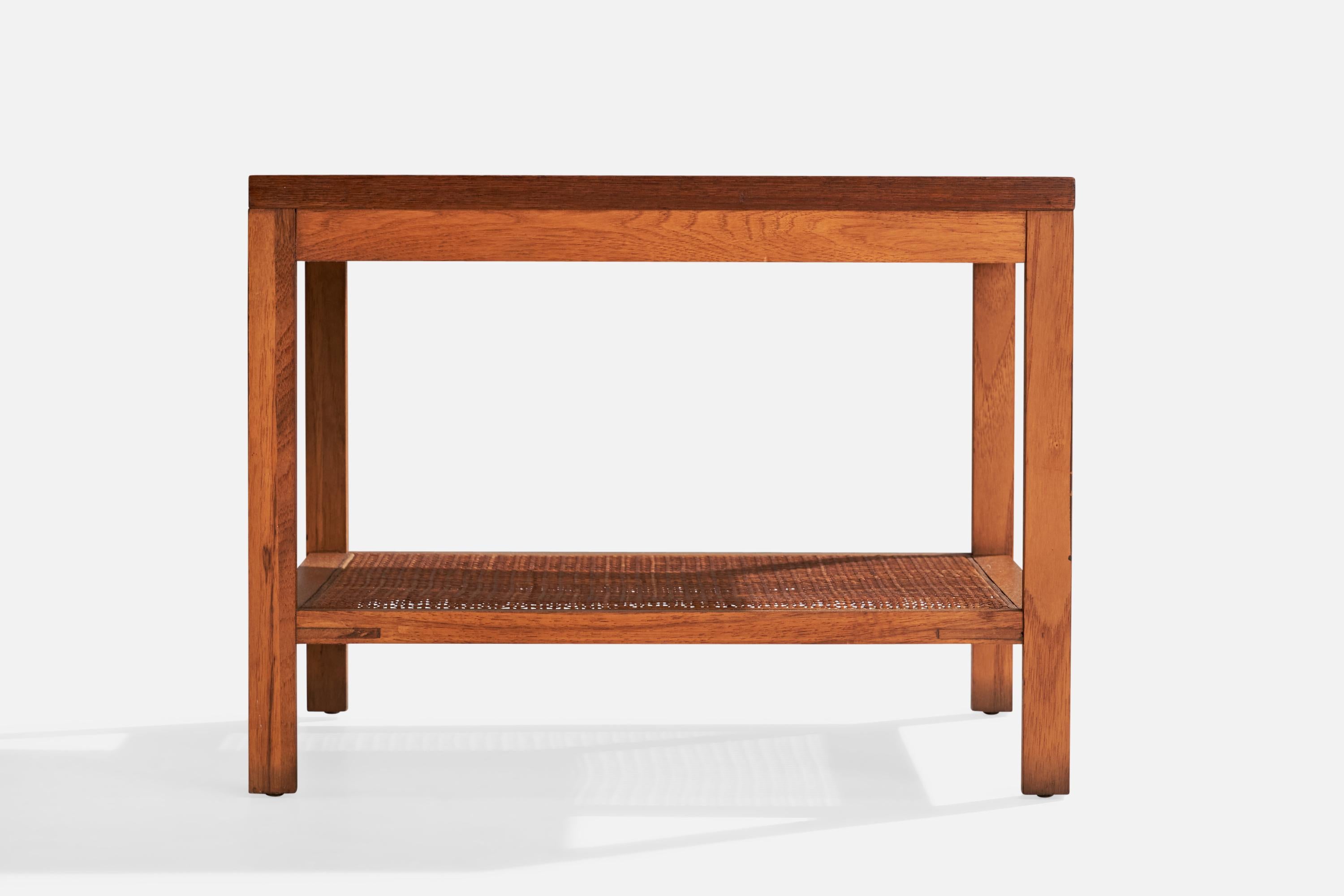 Lane Furniture, Side Tables, Oak, Cane, USA, 1970s 1