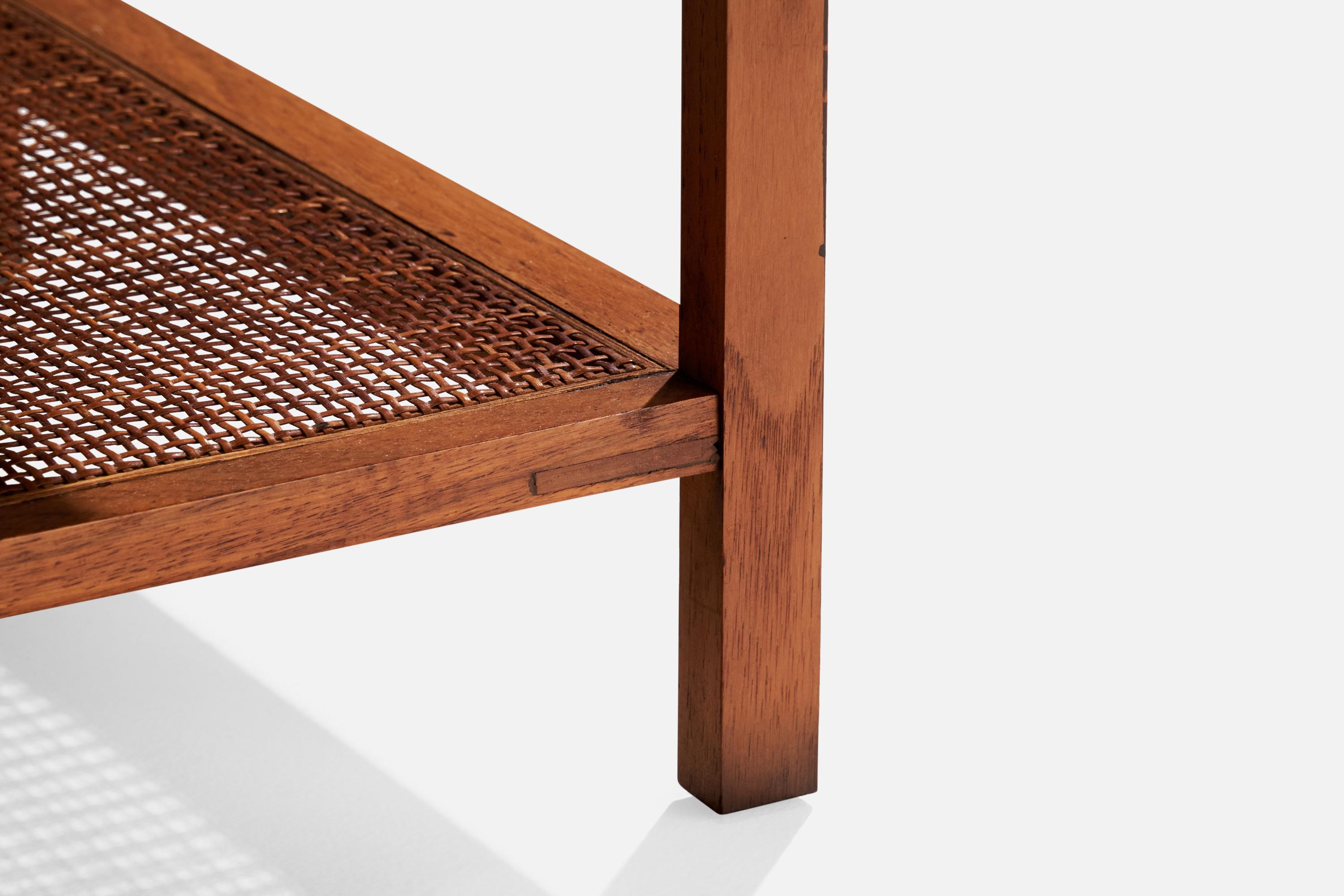 Lane Furniture, Side Tables, Oak, Cane, USA, 1970s 3